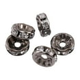 thumbnail image 1 of 50pcs 10mm Rhinestone Crystal Loose Spacer Beads Diy Jewelry Making Gasket Beads Black, 1 of 8