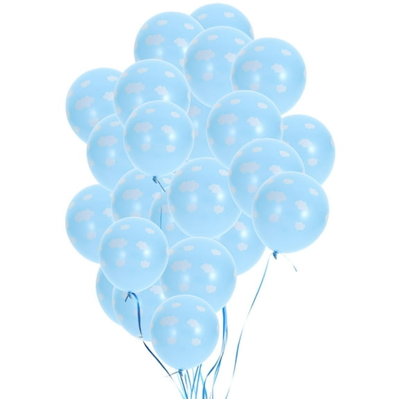 50pcs 12 Inches Blue Latex Balloons Clouds Printing Balloons Ornaments Set Birthday Party Supplies Layout Decorations