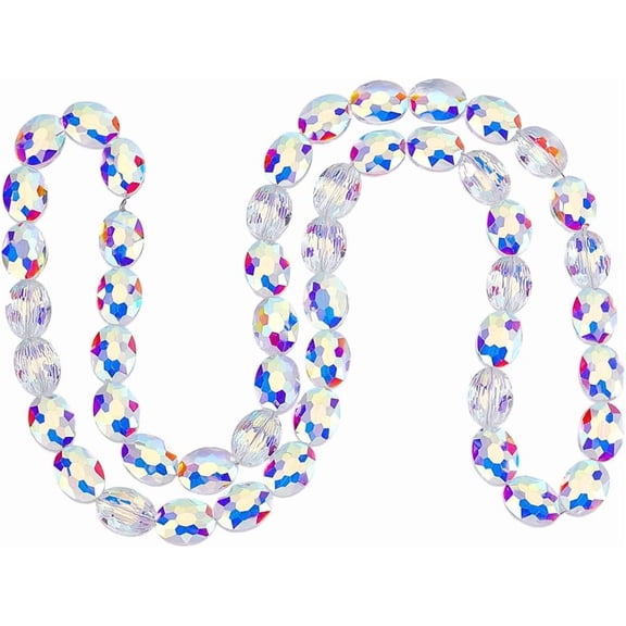50pcs 12x16mm Clear Faceted Glass Beads Strand AB Color Plated Flat Oval Loose Bead Beads