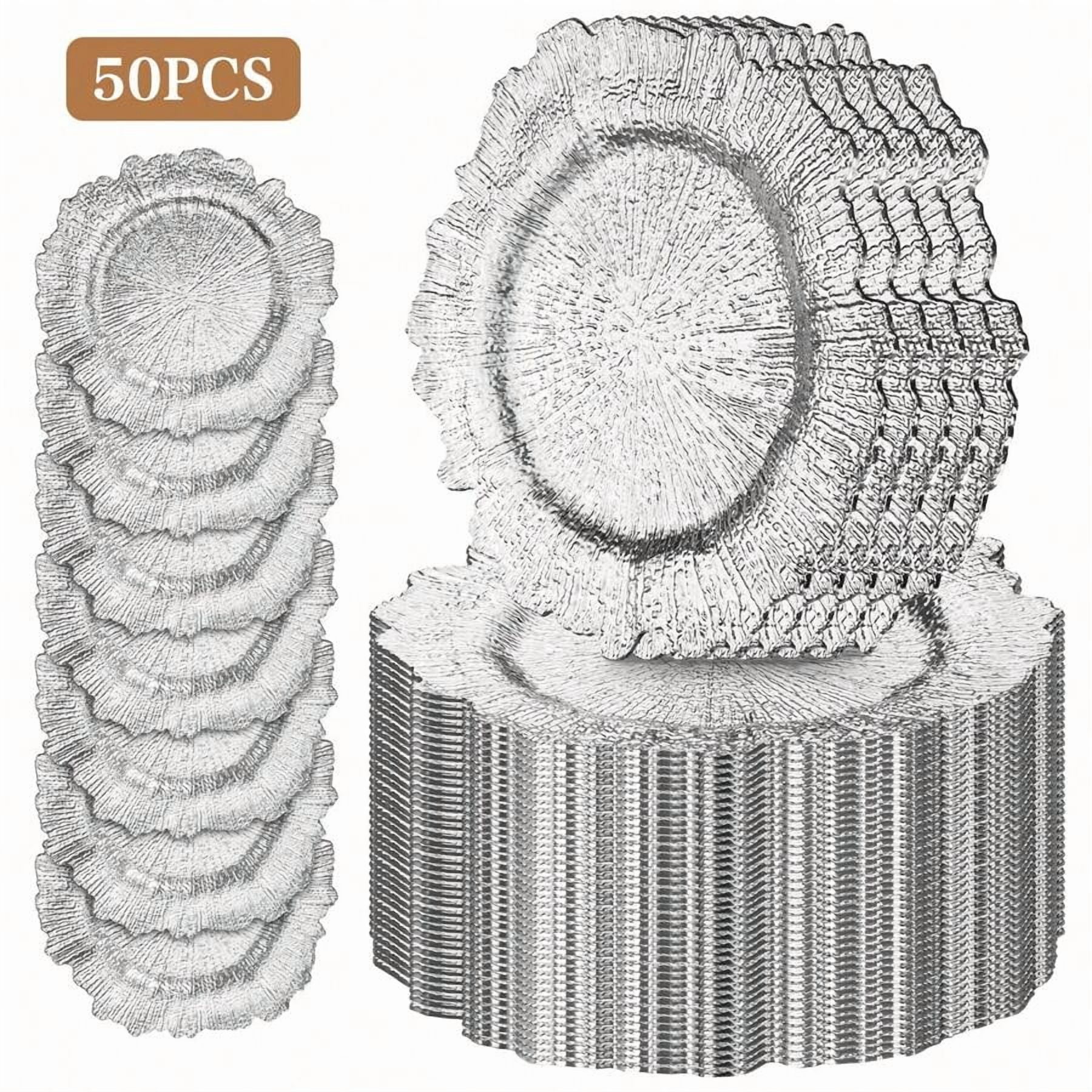 Plastic Ruffle Tray 50pcs 13 Inch Christmas Charger Trays, Loose Plastic Sheet Charger With ...