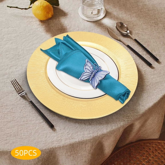 50pcs 13inch Dinner Round Plate PP Plate for Weddings Family Gatherings & Party