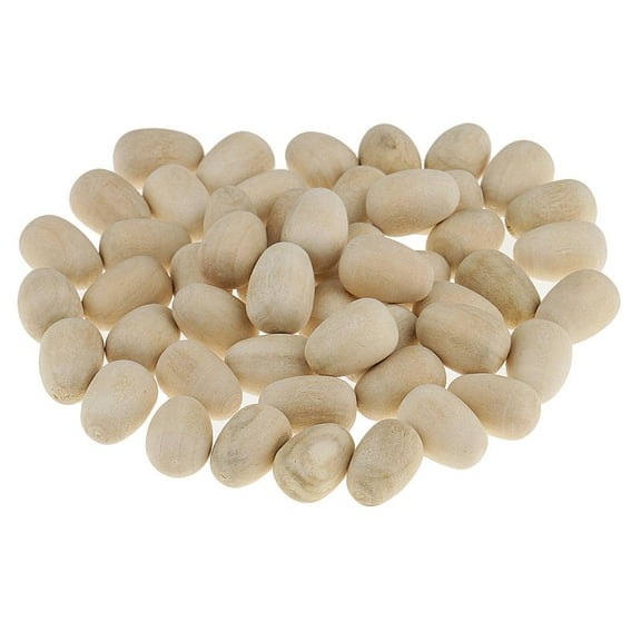 50pcs 15mm Unpainted Wooden Eggs For Easter Displays Kids Painting Crafts