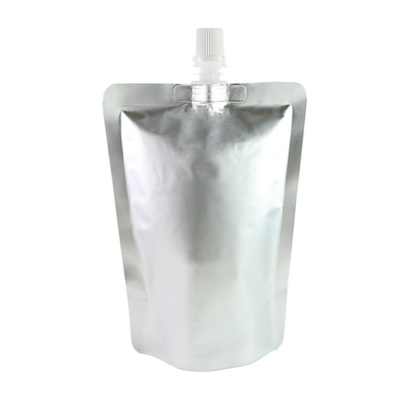 50pcs 16.9oz Heavy-Duty Silver Aluminum Foil Screw Cap Liquid Fluid Drinking Stand-Up Pouch