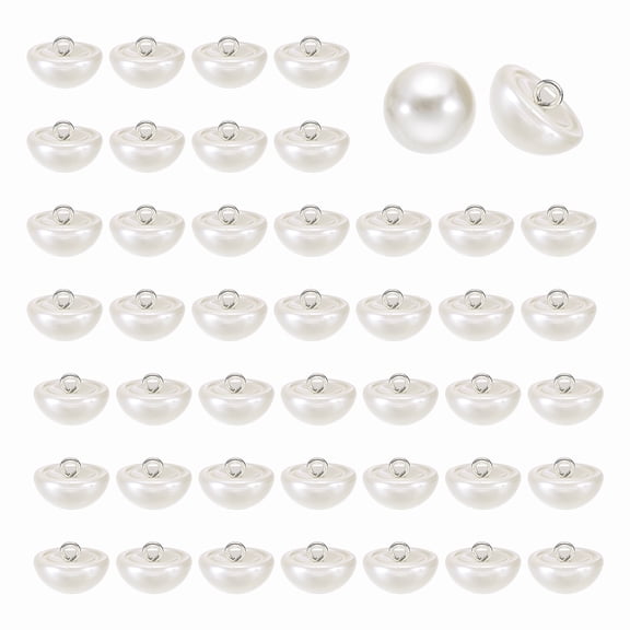 50pcs 16L Round Faux Pearl Buttons 10mm 3/8" Half Ball Dome Metal Shank Sewing Buttons Replacement DIY Small Button for Clothing Bridal Wedding Dress DIY Crafts, Beige