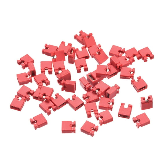 50pcs 2.54mm Standard Pin Header Jumper Cap Short Circuit Connection Cap,Mini Micro Jumper Bridge Plug Red
