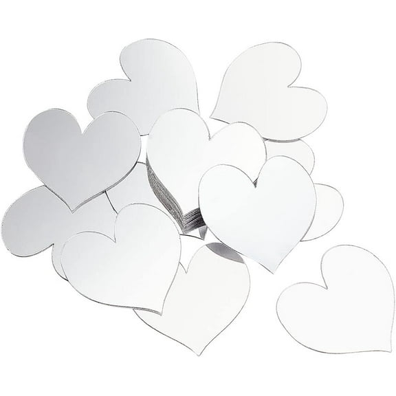 50pcs 2 Inch Mini Mirror Tiles Acrylic Heart Mirror Adhesive Small Square Mirror Mosaic Tiles Craft Mirror Tiles for DIY Crafts Home Wall Table Kitchen Bathroom Decoration