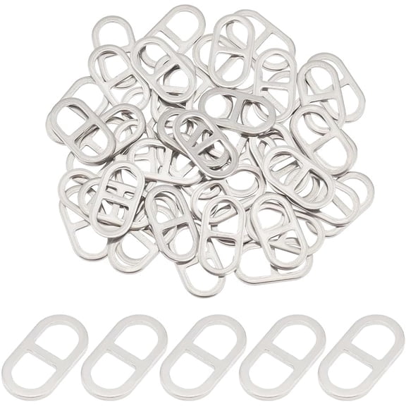50pcs 201 Stainless Steel Connector Charms Soda Tab/Pull Tab Links Stainless Steel color 23x12x2mm