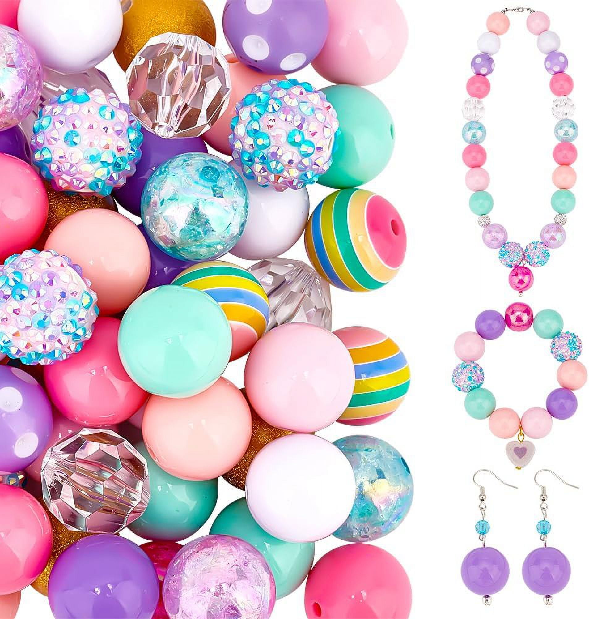 50Pcs 20mm Mixed Bubblegum Beads Set - For DIY Jewelry Making, Bracelets, Necklaces - Colorful Craft Supplies - View #2