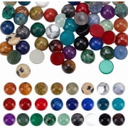50pcs 25 Styles Natural Stone Gems 4mm Gemstone Cabochons Half Round Flatback Cabochons Stones Colorful Quartz Stones Bead Gems