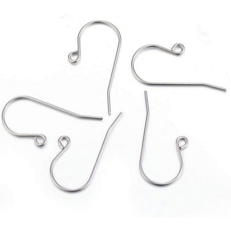 Earring Hooks 50PCS/25Pairs, Stainless Steel Ear Wires Fish Hooks, Hypo-Allergenic Jewelry Findings Parts for DIY Jewelry Making Silver