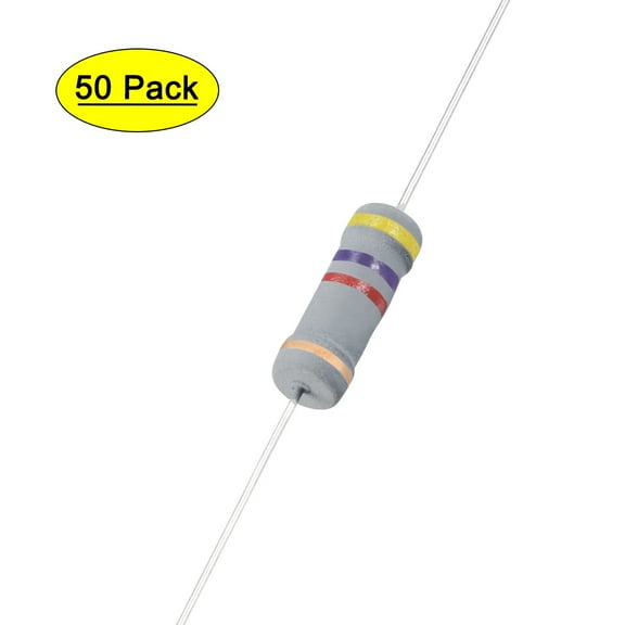 50Pcs 2W 4.7K Ohm Carbon Film Resistor 5% Tolerance 4 Color Bands