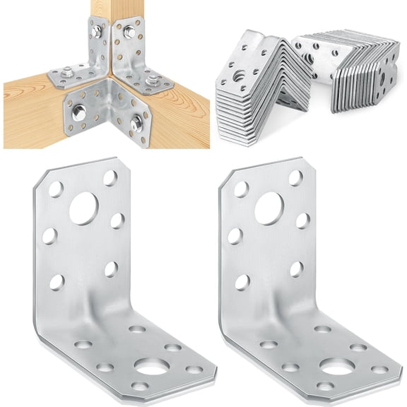 50pcs 2x2x1-3/8 steel l bracket 1.7mm thick metal angle 90 degree stiffener angle brace heavy metal angle brace shelf bracket for wooden shelf furniture cabinet