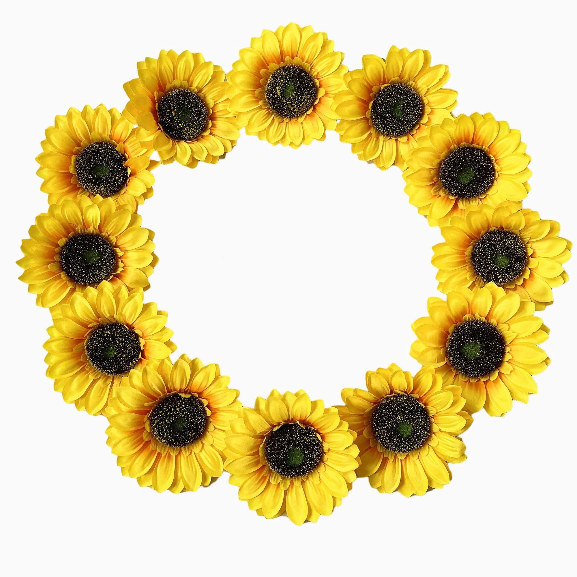 50pcs 3.5'' Artificial Sunflower Heads Bulk Yellow Sunflower Artificial Flowers Faux Silk Sunflower Decoration for Baby Shower Home Christmas Tree Wedding Birthday Party Garden Decor