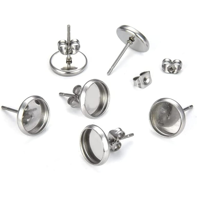 8mm Cup Earring Posts with Earnuts