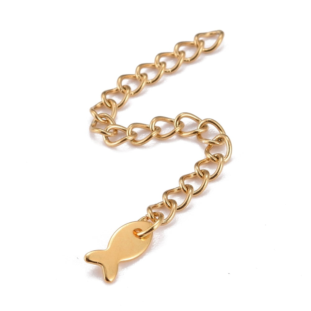50pcs 304 Stainless Steel Chain Extender Curb Chain with 202 Stainless ...