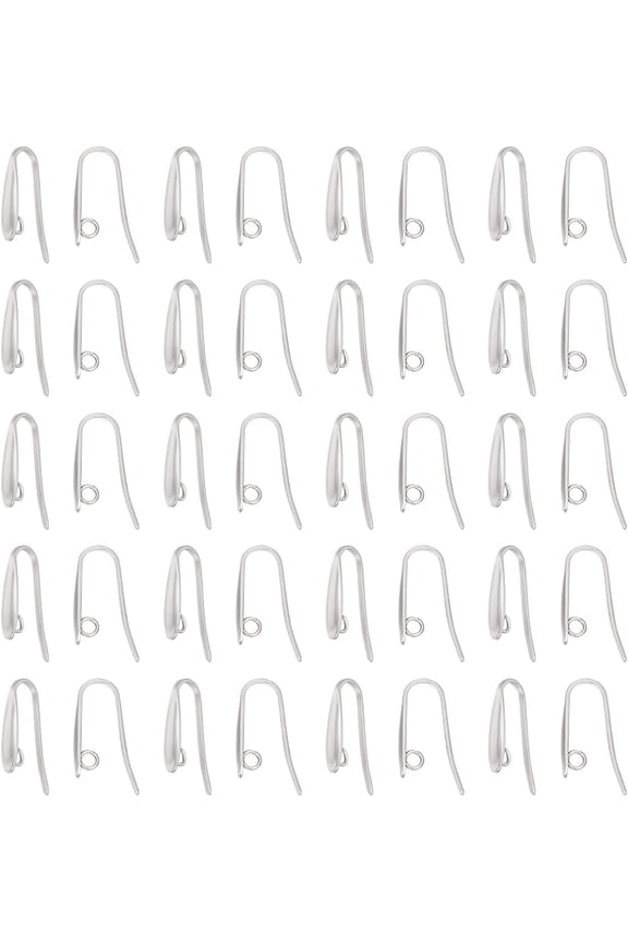 50pcs 304 Stainless Steel Earring Hooks Stainless Steel Ear Wire with Loop Ear Wires for DIY and Jewelry Making Stainless Steel Color Pin 0.7x1mm Stainless Steel Color
