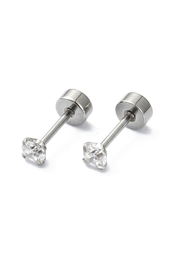 50pcs 304 Stainless Steel Rhinestone Ear False Plugs Gauges Earrings for Women Men Stainless Steel color 3mm