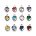 thumbnail image 1 of 50pcs 304 Stainless Steel Rhinestone Pendants Heart Mixed color 8x6x3mm Hole: 1.5mm, 1 of 3