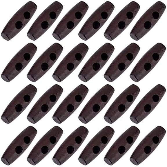 50pcs 30mm Wooden Toggles Buttons Olive Shape 2 Holes Wooden Buttons for Sewing Crafts Coats Manual Button Painting Handmade Ornament DIY Projects