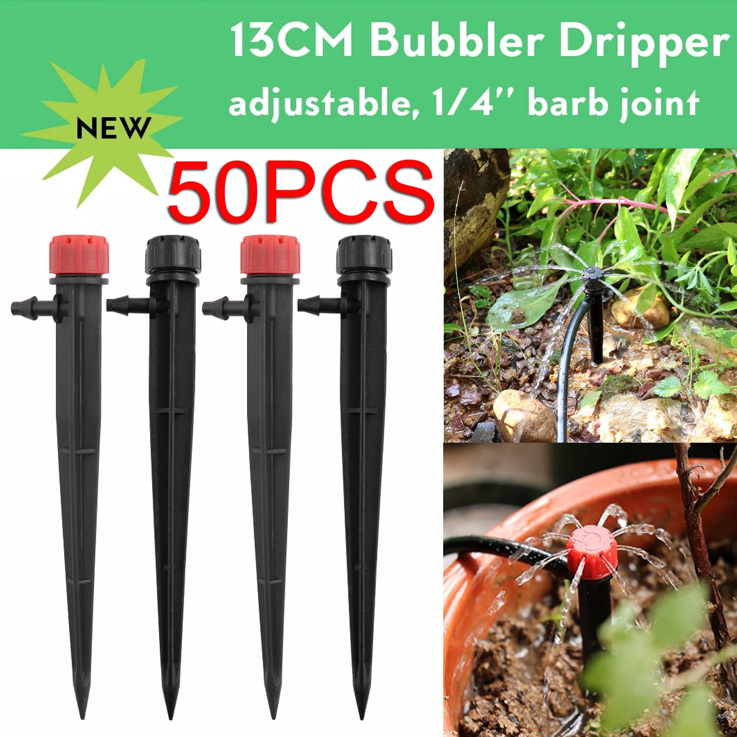 50pcs 360 Degree Micro Sprayer 8 Holes Adjustable Water Flow Sprinkler