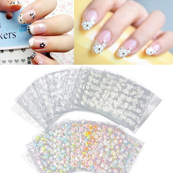 50pcs 3D Flower Stickers Decals Manicure Decoration Gold Silver Foil Tips Design 50PCS