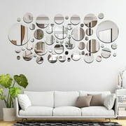 50pcs 3D Mirror Wall Stickers, DISEN Self-Adhesive Round Acrylic Wall Decals DIY Home Art Decor