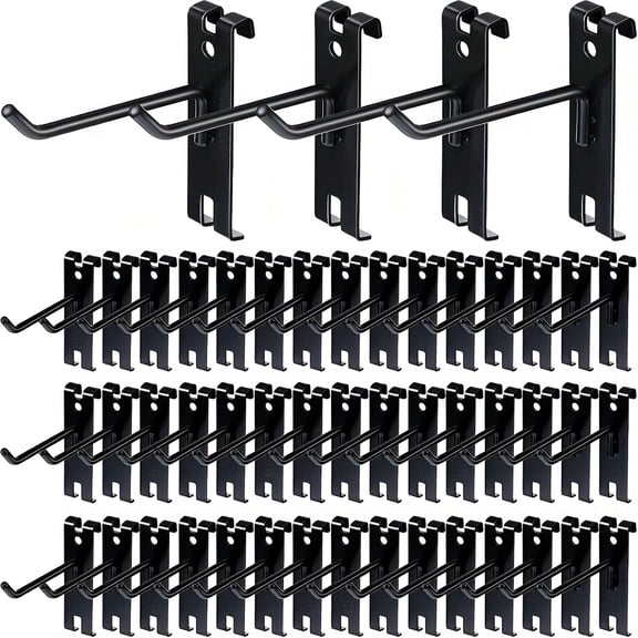 50pcs 4/6/8/10 Inch Gridwall Hooks Gridwall Peg Hooks Black Wall Grid Accessories For Grid Wall Panels Retail Shop Trade Show Display Home Office Garage Storage Supplies