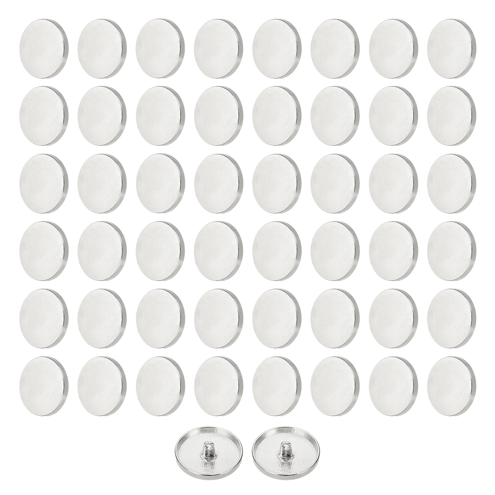 50pcs 44L Metal Round Flat Sewing Buttons 28mm Alloy Shank Craft Replacement Button for Men Women Suit Woolen Coat Shirt Trousers Sewing Crafts, Silver Tone