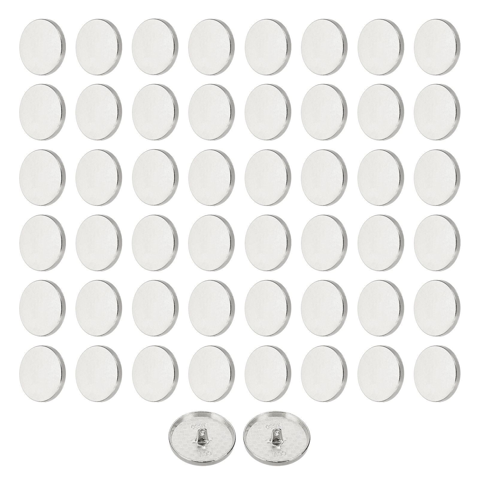 50pcs 48L Metal Round Flat Sewing Buttons 30mm Alloy Shank Craft Replacement Button for Men Women Suit Woolen Coat Shirt Trousers Sewing Crafts, Silver Tone