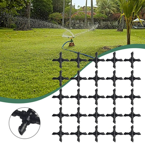 50pcs 4mm 4 Way Cross Irrigation Barbed Connector Garden Watering Fits
