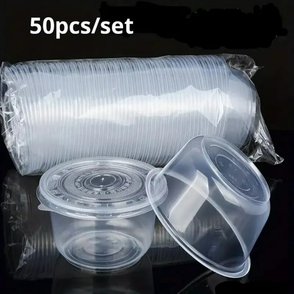 50pcs 5.5oz Disposable Plastic Cups with Lids Perfect for Ice Cream Drinks Soups Snacks Desserts & More!