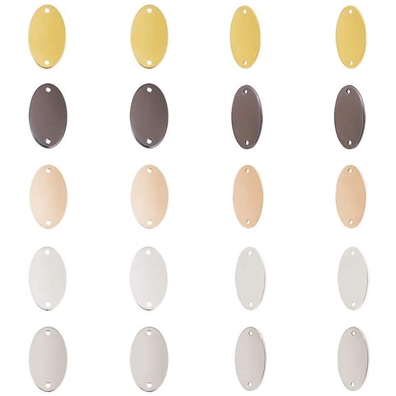 50pcs 5 Colors Oval Brass Disc Stamping Blank Tag Connector