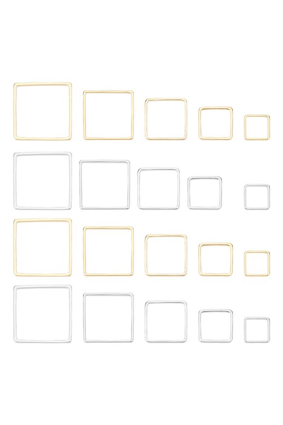 50pcs 5 Sizes Brass Linking Rings 6/8/10/12/14mm Square Open Bezel Frame Charms Connectors Geometric Beading Hoop Link Pendant DIY