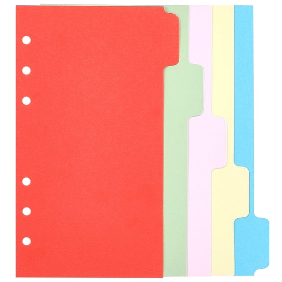 50pcs 5-Tab Binder Dividers Paper Discbound Notebook Plastic Loose Leaf Binders Index Divider Sheets Multicolor Notebook Dividers DIY