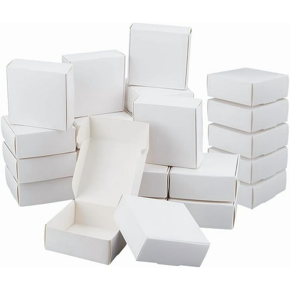 50pcs 50Pcs Small Cardboard Boxes 3x3x1.2 Inch Square Jewelry Kraft Box Corrugated Mailer Box White Cardboard Present Boxes for Present Wrapping Packaging Small Items White