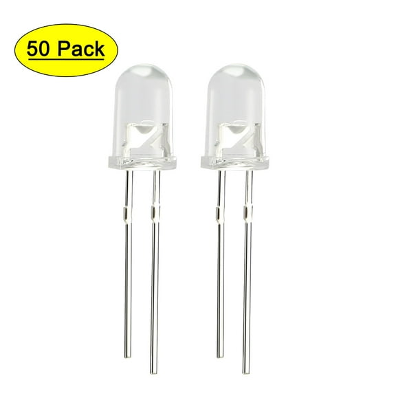 50pcs 5mm Dia White Round Diode Electronics Component Emitting Light 3-3.4V