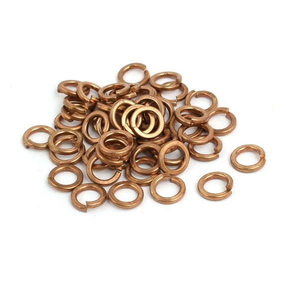 50pcs 5mm Inner Dia Brass Split Lock Spring Washer Ring Gasket Copper Tone