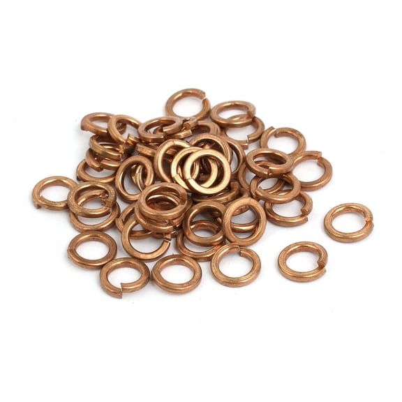 50pcs 5mm Inner Dia Brass Split Lock Spring Washer Ring Gasket Copper Tone