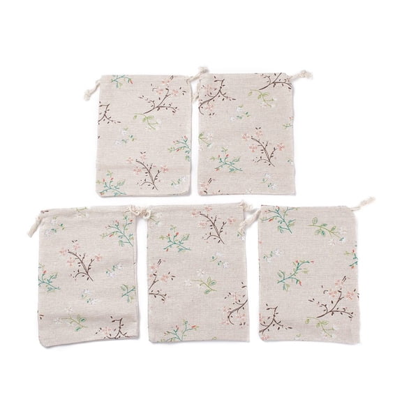 50pcs 5x7 Inch Burlap Bags Drawstring Gift Bags Floral Fabric Bags Jewelry Packing Pouches Favors Bag for Selling Valentine Xmas