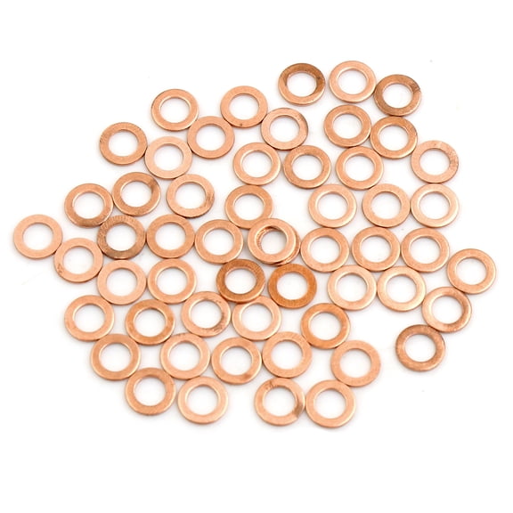 50pcs 6mm Inner Diameter Copper Washers Flat Sealing Gasket Ring for Cars