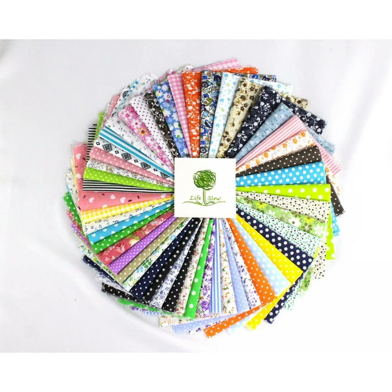 50pcs 7.9x10 inch Cotton Fabric Bundle Pre Cut Patchwork Squares DIY Craft  Precut Quilting Fabric Squares (Floral/Dots/Strips) 