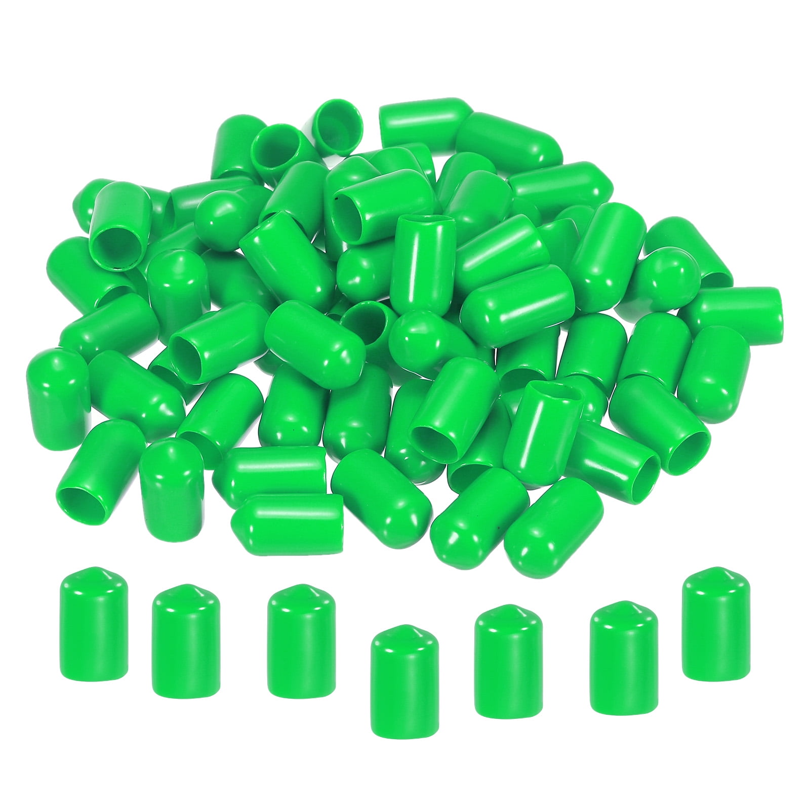 200pcs 4mm Rubber End Caps - Orange PVC Screw Thread Protectors