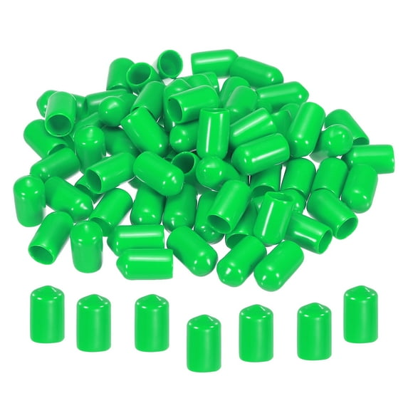 Uxcell 200Pcs 2mm Rubber End Caps Cover Vinyl Screw Thread Protector Round Wire Shelf Caps Green, Green 8mm 50