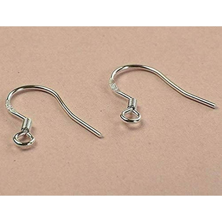 50pcs 925 Sterling Silver French Wire Earring Hooks Fish Hook Earrings Sterling Silver Earwires 925 Flat with Coil, adult Unisex, Size: One Size