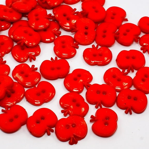 50pcs Acrylic Buttons 2-Hole Sewing Buttons Dyed Red 14x16x2.5mm Hole: 2mm
