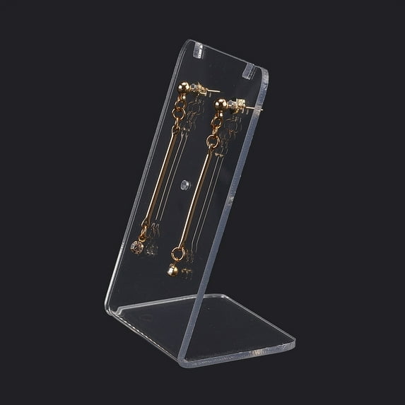 50pcs Acrylic Earring Stands Displays L-shaped Clear 3.65x5x7.76cm Hole: 1.4mm 50pcs