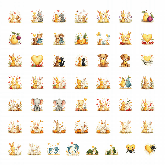 50pcs Adorable Hippo Heart - themed Cartoon Stickers Children Stationery Decals Water Bottle Laptop Guitar Phone Bicycle Luggage Stickers Set