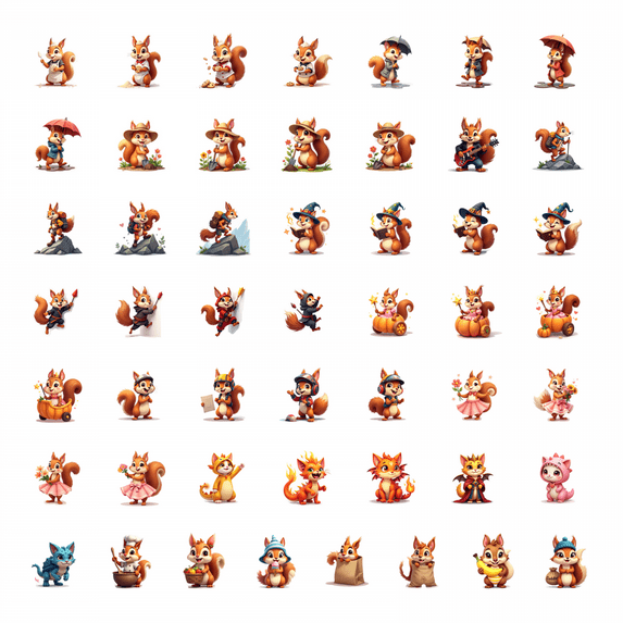 50pcs Adorable Squirrel Superhero Stickers Cartoon Animal Kids Stationery Water Bottle Laptop Phone Skateboard Toy Box Luggage Stickers Set