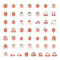 thumbnail image 1 of 50pcs Adorable Strawberry Stickers Star Element Cartoon Cute Kids Stationery Water Bottle Laptop Phone Bicycle Skateboard Sticker Set, 1 of 1