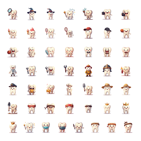 50pcs Adorable Tooth Stickers Cartoon Dentist Kawaii Decals Birthday Dental Decoration Laptop Water Bottle Phone Scrapbook Guitar